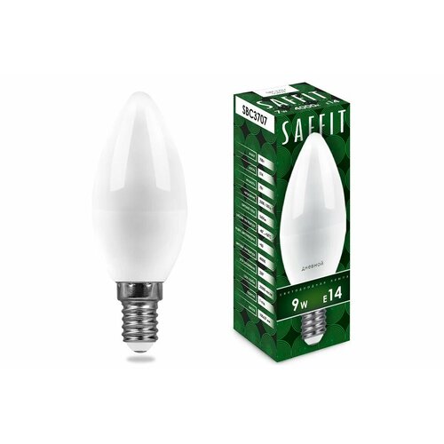 фото Светодиодная лампа saffit sbc3709 свеча e14 9w 6400k 55170