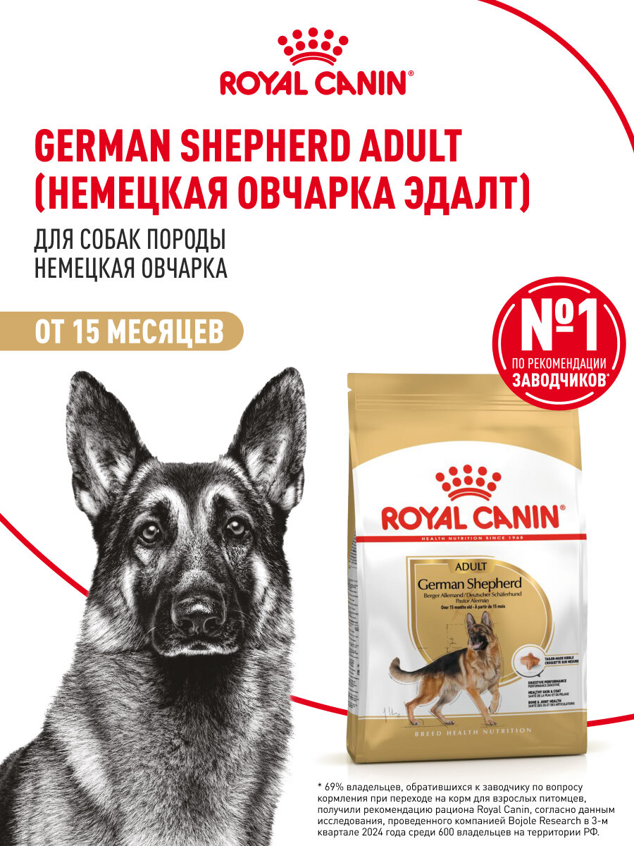 Сухой корм для собак Royal Canin Adult для породы немецкая овчарка, 3 кг