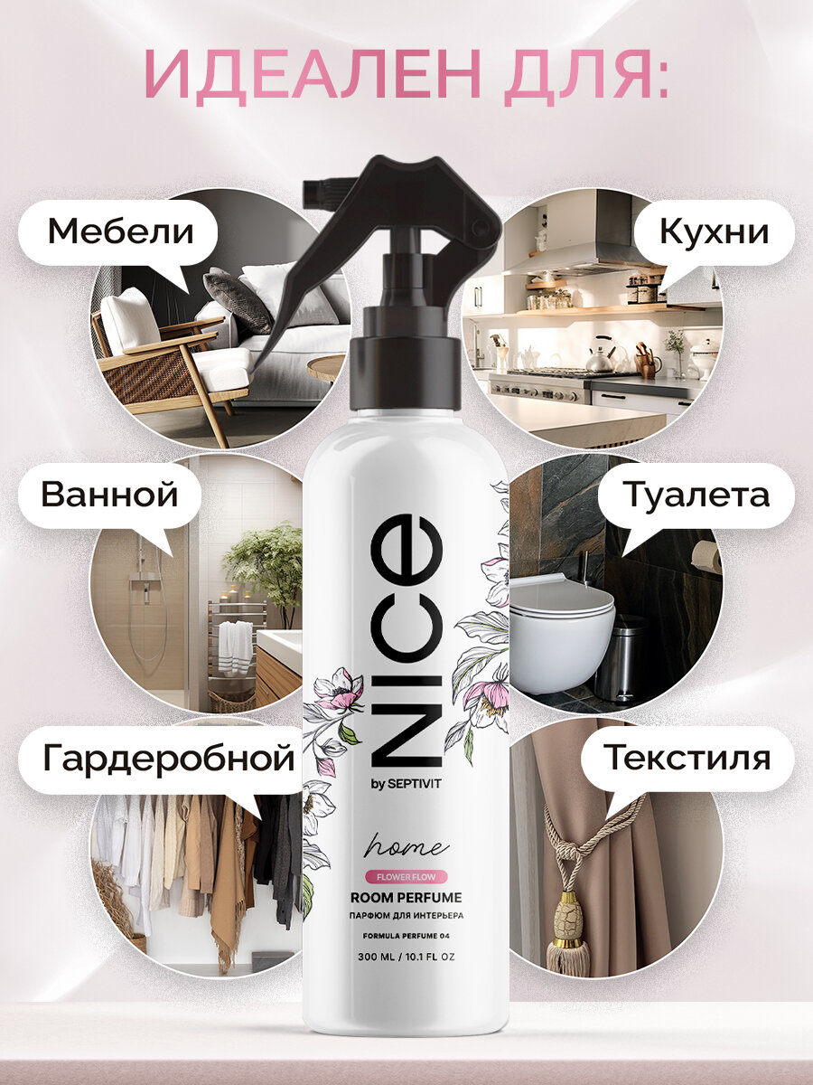 Освежитель воздуха Nice by Septivit с ароматом жасмина, спрей, 300 мл — фото 1