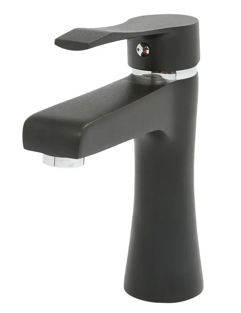 Смеситель для раковины "TEMstar", латунь, черный/хром, рычажное управление, Турция