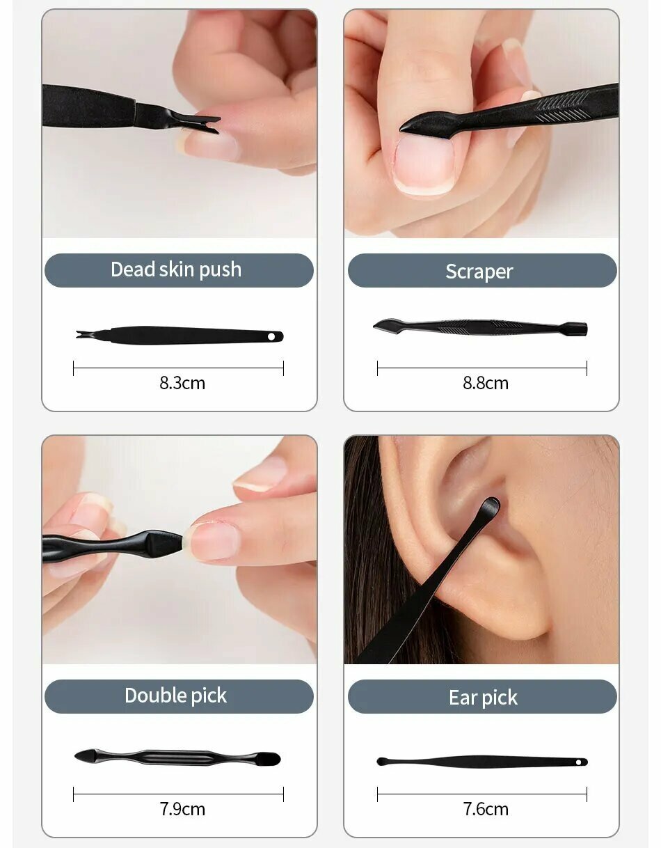 Картинки Набор маникюрных инструментов Xiaomi Mijia 12 предметов черный ультразвуковая чистка стерилизация кейс