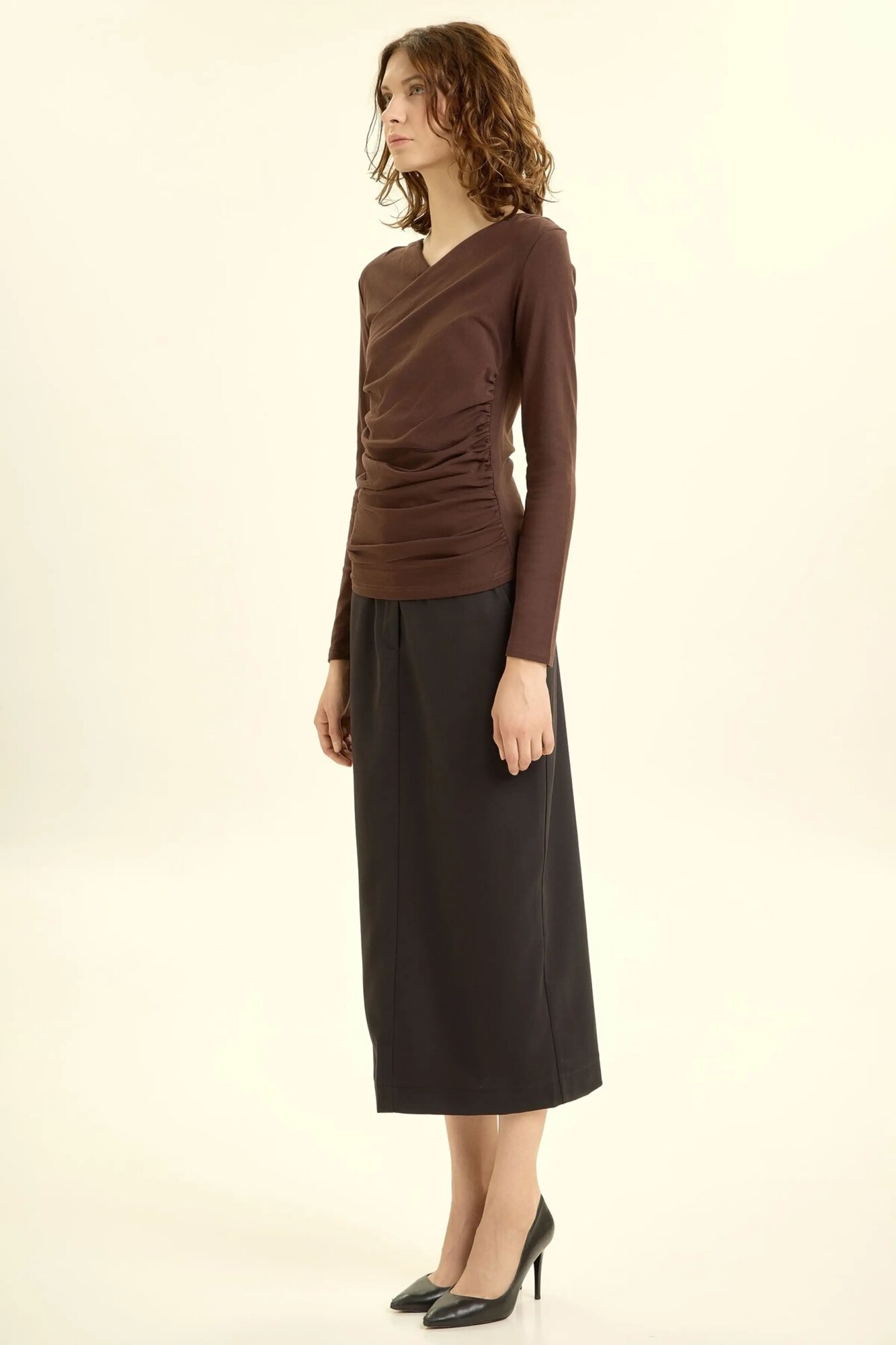 Лонгслив Selfie, размер S, , коричневый — фото 1