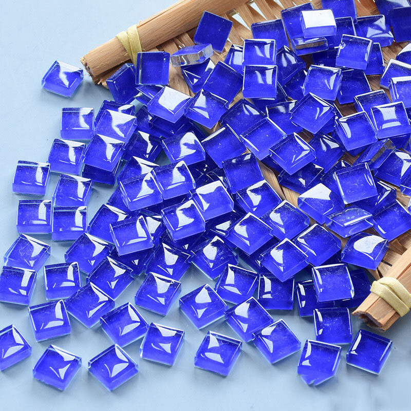 Стеклянная мозаика для творчества темно-синий цвет 10х10 мм набор 100 шт квадратные стеклянные плитки для декора поделок и рукоделия DIY материал