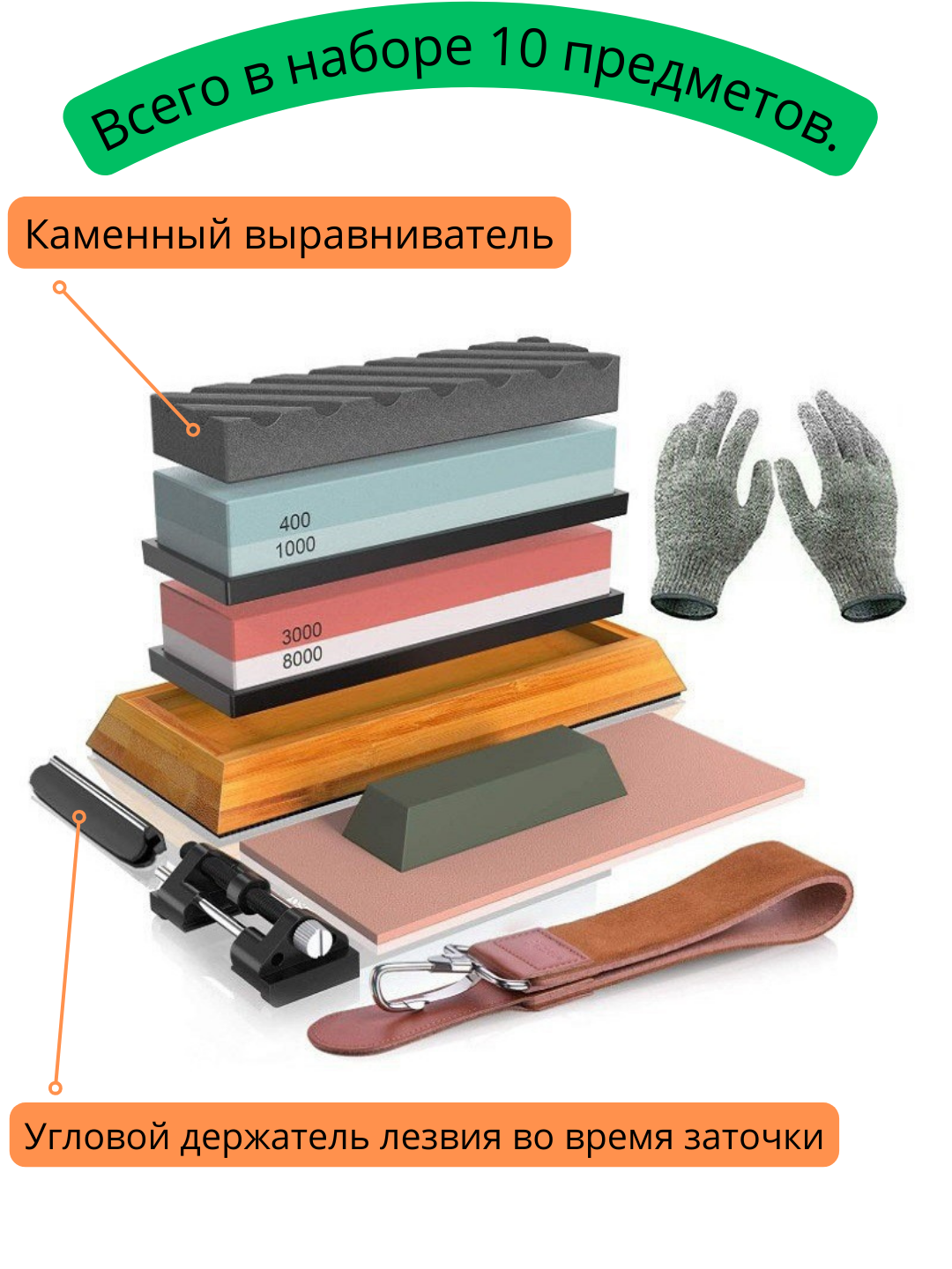 Большой набор точильных камней, для ножей, заточка, оксид алюминия, водный камень. (#400/#1000, #3000/#8000)