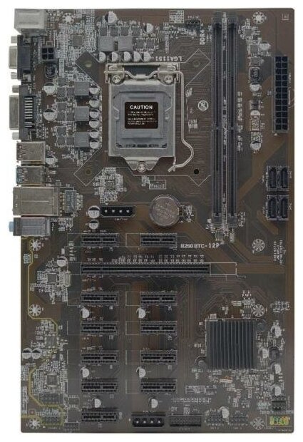 Материнская плата Afox AFB250-BTC12EX Socket 1151 B250 2xDDR4 1xPCI-E 16x 11xPCI-E 1x 4xSATA III ATX Retail