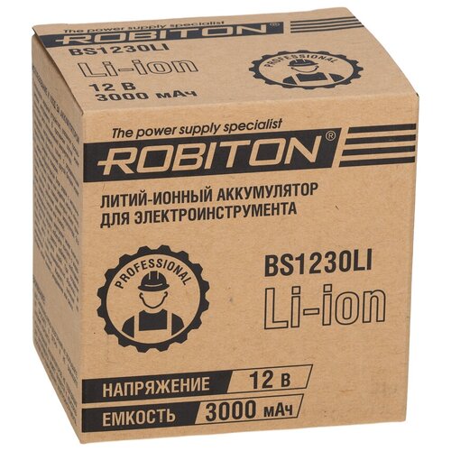 Аккумулятор для Bosch Li3000-12В от ROBITON BS1230LI для электроинструментов battery adapter power connector 10 8 12v for bosch bat411 bat411a bat412 bat412a bat413 bat413a bat414 bat420 gba12v30 d 70745