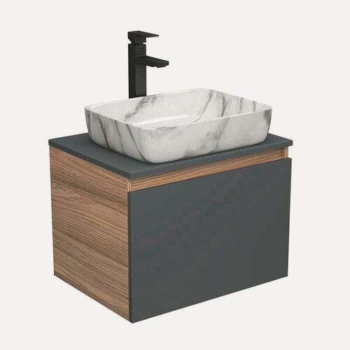 Изображение товара Комплект для ванной, 3 предмета (тумба 60, раковина 51х39, смеситель)