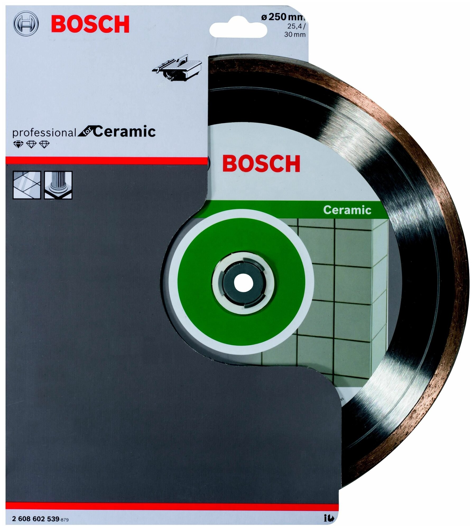 Диск алмазный отрезной Professional for Ceramic (250х30/25.4 мм) для настольных пил Bosch 2608602539