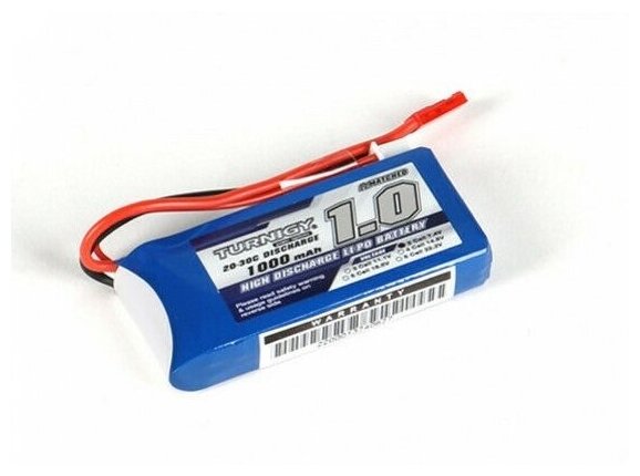 Аккумулятор Turnigy 1.0 Battery Pack 1000mAh 2s Cell 7.4v 20-30C Discharge Li-Po батарея литиевая с разъёмом JST 2P 2pin SM-2p красный