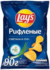 Чипсы Lay's картофельные Сметана и лук рифленые, 90 г