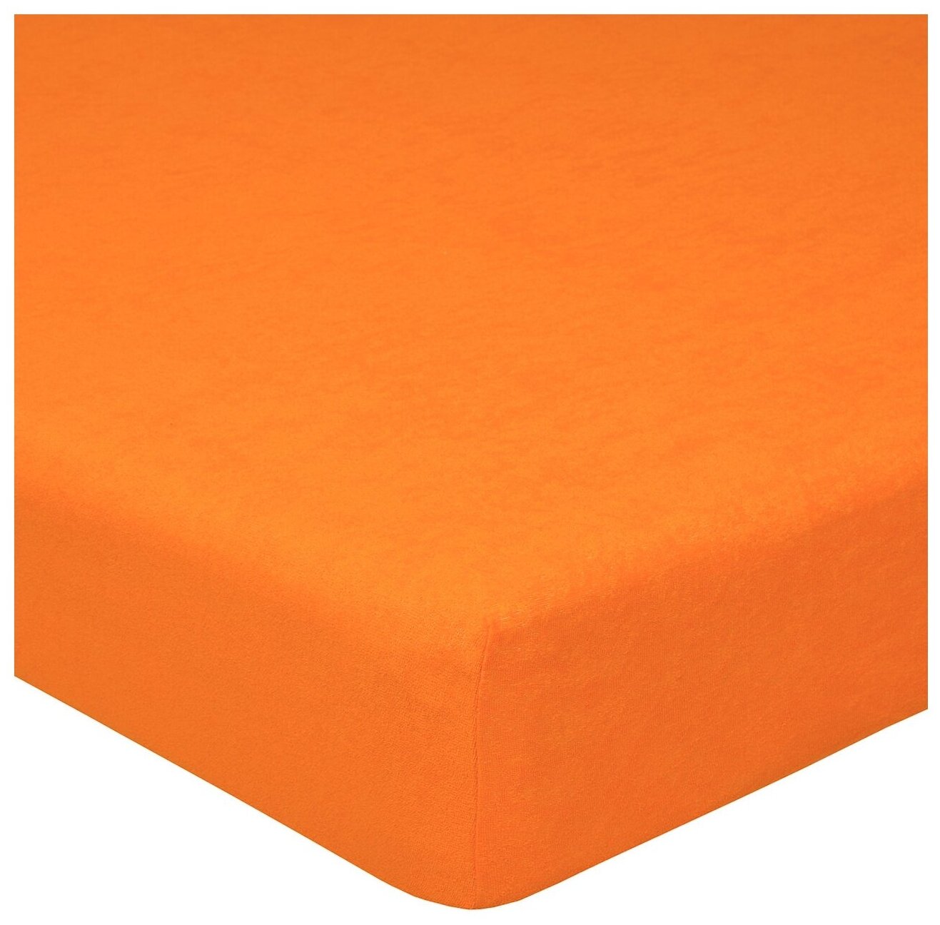 Простыня махровая на резинке АртПостель Однотонная, трикотаж , 120 х 200 x 20 см, оранжевый - фотография № 1