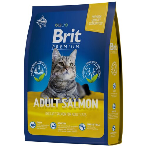 Корм сухой для кошек Brit premium cat adult лосось 800 г