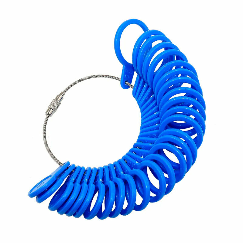 Пальцемер ювелирный пластиковый голубой применяется для определения размера ювелирного кольца