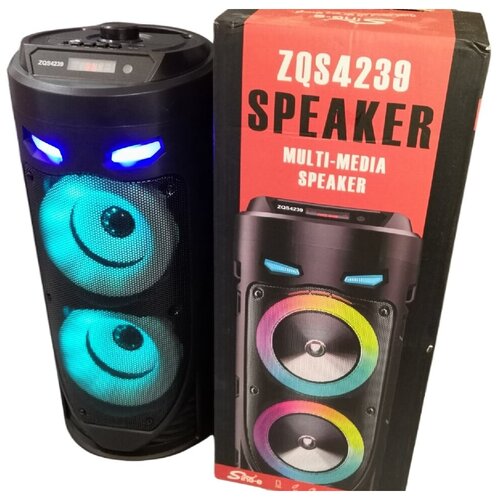 Колонка беспроводная Bluetooth портативная ZQS-4239 с микрофоном для караоке LED подсветка круги 180000₽