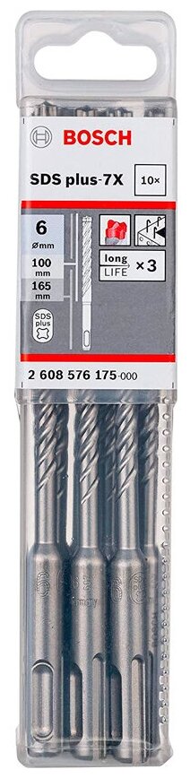 10 Буров Bosch SDS plus-7X (6x100x165) (2608576175)