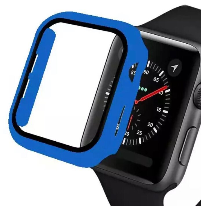 Чехол для Apple Watch 42mm со стеклом синий