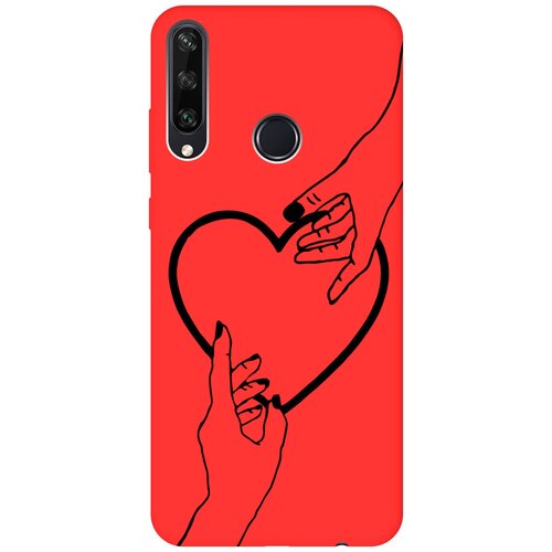 Силиконовый чехол на Huawei Y6P, Хуавей У6Р Silky Touch Premium с принтом Hands красный чехол накладка soft touch для huawei y6p черный