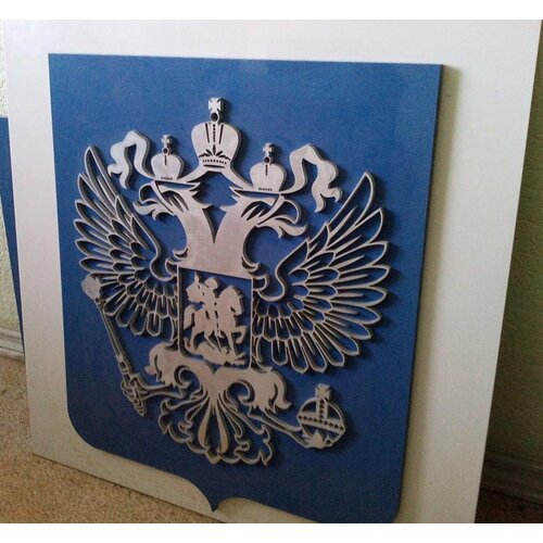 Герб России деревянный / Двуглавый орел России из дерева картина, панно / Ais Laser Декор и интерьер