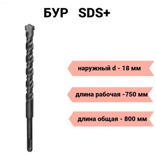 Бур SDS-plus по бетону 18х750/800 мм