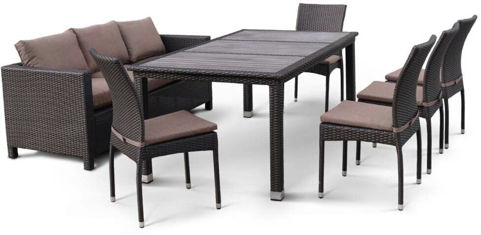 Комплект плетеной мебели T347/S65A/Y380A-W53 Brown (8+1) Afina