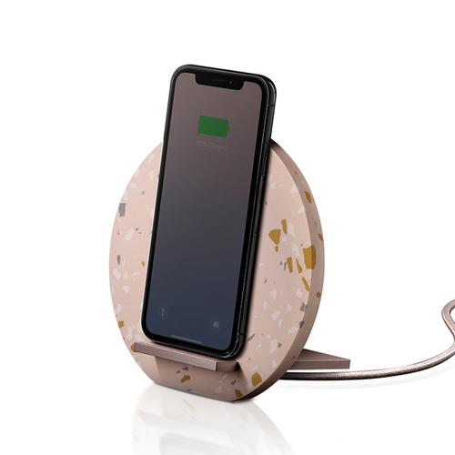 Беспроводная зарядная станция Native Union Dock Wireless Charger, TERRAZZO - ROSE qi беспроводное зарядное устройство коврик для мыши wise ws01 цвет дерево