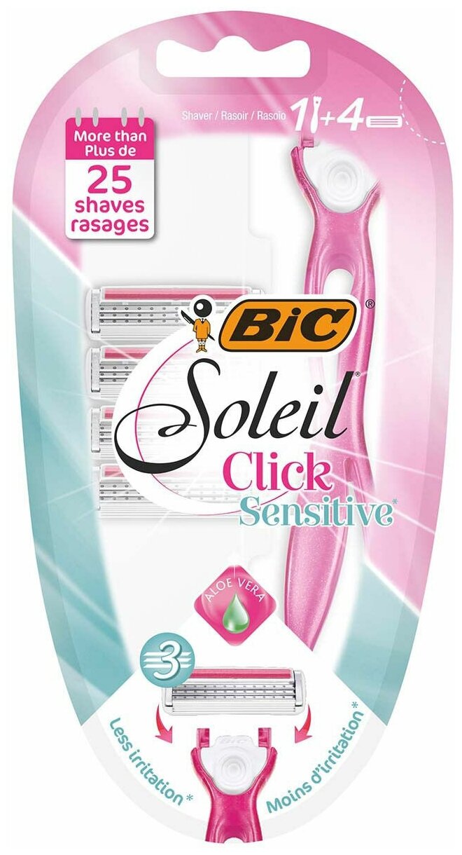 Bic Бритвенный станок Soleil Click Sensitive, с 4 сменными лезвиями в комплекте