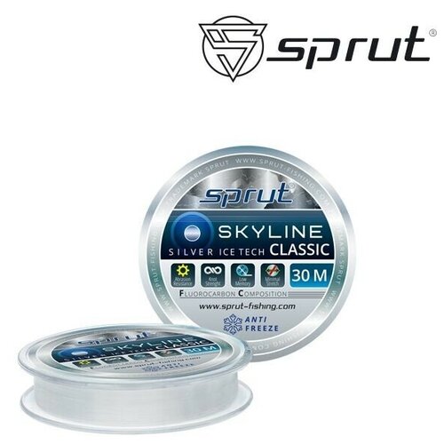 фото Леска sprut skyline fluorocarbon composition classic silver 0.185 30м