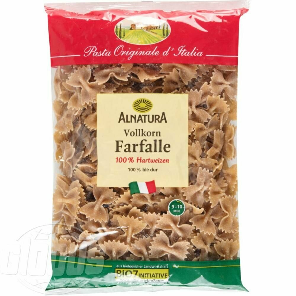 Макаронные изделия цельнозерновые Farfalle Alnatura, 500 г