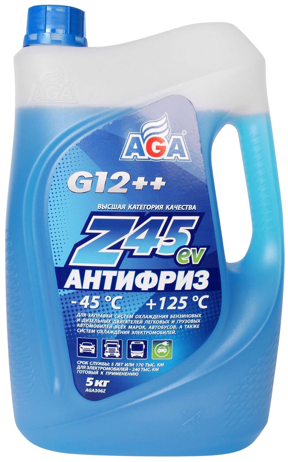 AGA AGA306Z Антифриз готовый к применению синий -45С 5 кг G-12++