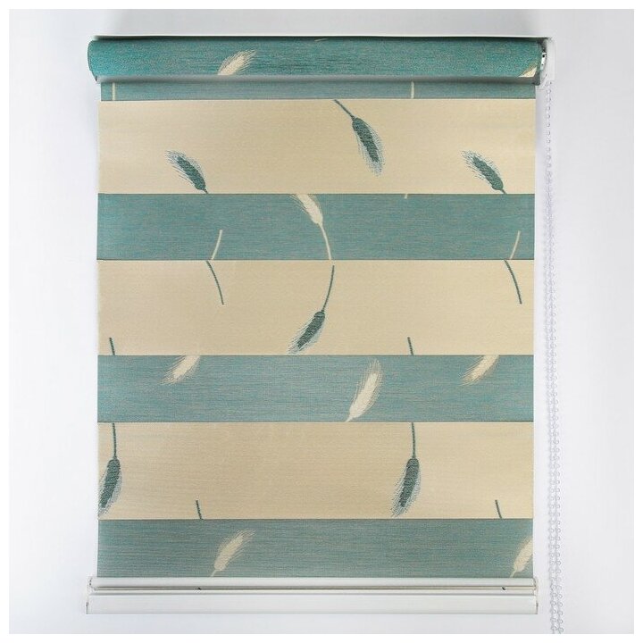 Штора рулонная «День-ночь. Колосок», 60×180 см (с учётом креплений 3,5 см), цвет бирюзовый - фотография № 3