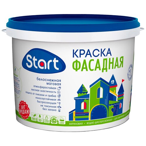 Краска акриловая Start Start фасадная матовая белый 7 кг