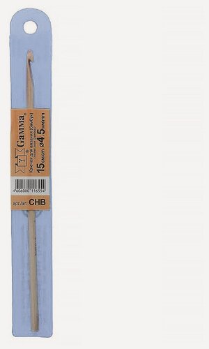 Изображение товара Gamma CHB крючок бамбук d 4.5 мм 15 см в чехле для вязания толстых и тонких нитей