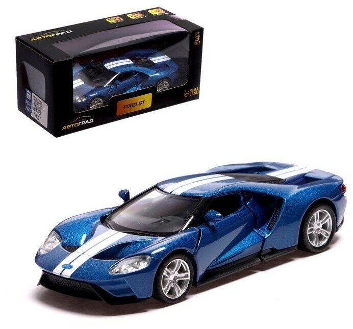 Машина металлическая FORD GT, 1:32, инерция, открываются двери, цвет синий