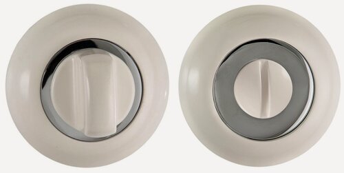 Изображение товара Завертка сантехническая/межкомнатная, накладная, круглая к ручкам ренц, бежевый/хром блестящий