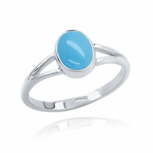 Перстень Гильдия Мастеров.ру, серебро, 875 проба, родирование, бирюза синтетическая, размер 18, бирюзовый, голубой