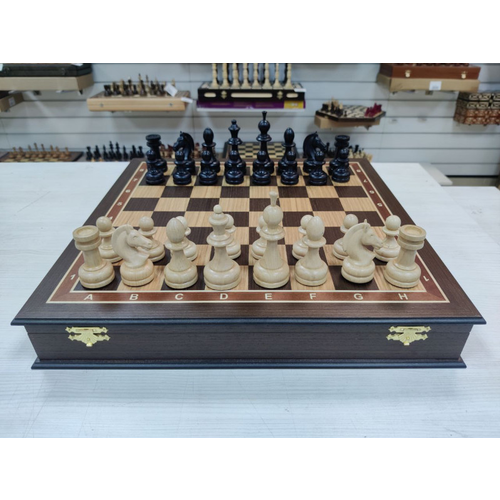 шахматы подарочные черное дерево дуб c утяжеленными фигурами из граба Шахматы подарочные в ларце Венге с утяжеленными фигурами премиум
