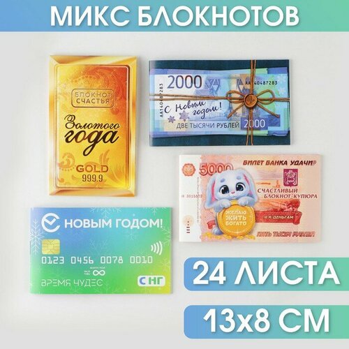 Блокнот денежный микс, 24 листа С Новым Годом!