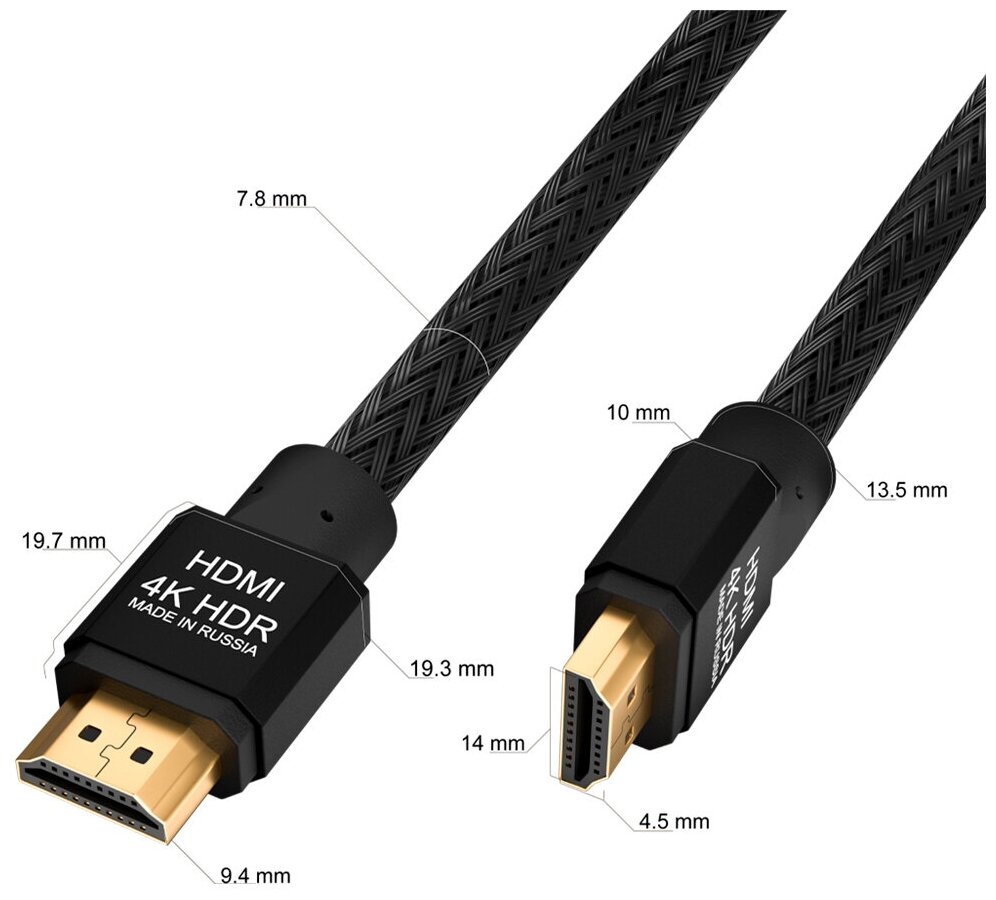 GCR Кабель 2.0m HDMI версия 2.0, HDR 4:2:2, Ultra HD, 4K 60 fps 60Hz/5K*30Hz, 3D, AUDIO, 18.0 Гбит/с, 28/28 AWG, OD7.8mm, тройной экран, черный нейлон, AL корпус черный, GCR-52189 Greenconnect HDMI (m - фото №17
