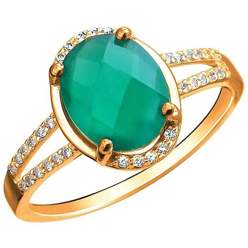 фото Эстет кольцо с агатом и фианитами из красного золота 01к4112172р-6, размер 17.5