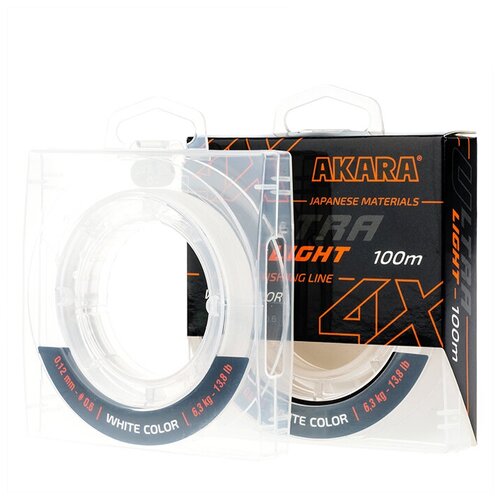 Шнур рыболовный плетеный Akara Ultra Light White 100 м 0,08