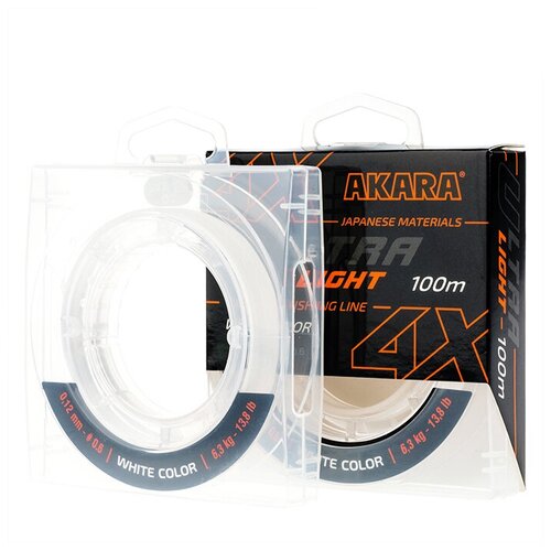 шнур рыболовный плетеный akara ultra light orange 100 м 0 06 Шнур рыболовный плетеный Akara Ultra Light White 100 м 0,06