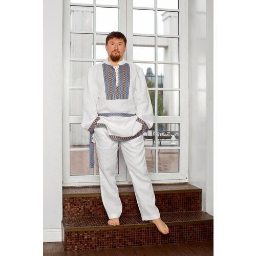 Рубашка Славянские узоры, размер 54черный, белый