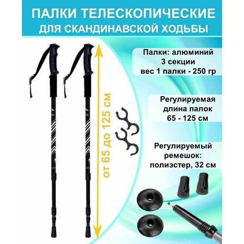 Палки для скандинавской ходьбы всесезонные ECOS Nordic Walking sticks алюминиевые, телескопические с ремешком, 3 секции, черные палка для скандинавской ходьбы larsen tracker 90 135 см 2 шт зеленый