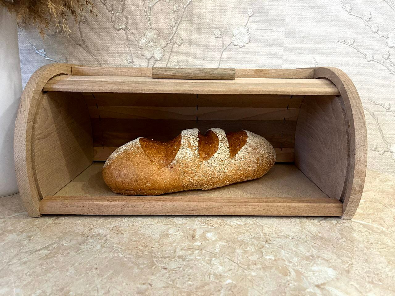 Хлебница деревянная с крышкой 39x24x18 см большая(БУК), контейнер для хлебобулочных изделий, емкость для хлеба