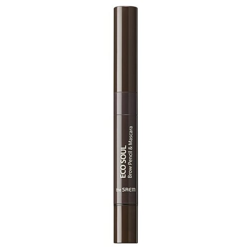 The Saem Карандаш для бровей Eco Soul Brow Pencil & Mascara, оттенок 03 Dark Brown карандаш пудра для бровей the saem eco soul pencil