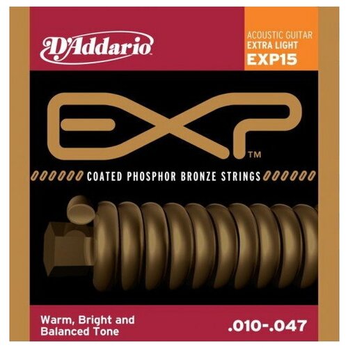 фото Струны для акустической гитары d'addario exp15 extra light (10-47)