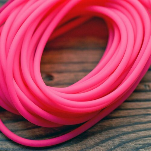 Шнур резиновый каучуковый с отверстием, намотка 5 метров, d 3 мм, розовый, для рукоделия, создания бижутерии
