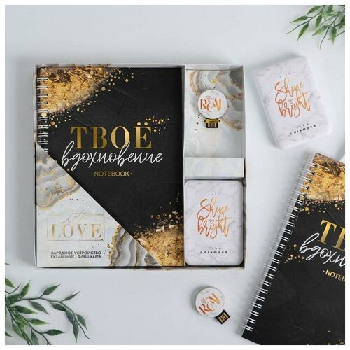 Набор флеш-карта ежедневник внешний аккумулятор 5000 mAh Вдохновение 215 х 215 см 253400₽