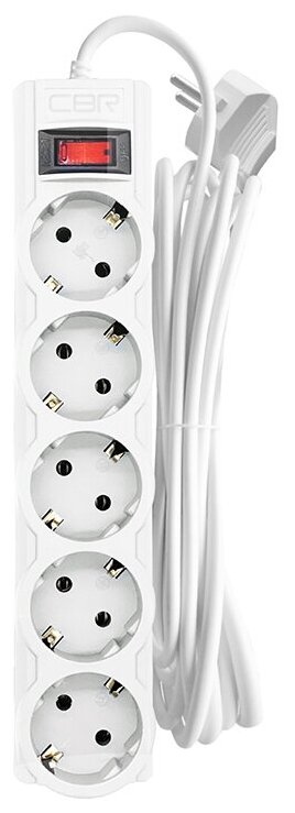 Cbr Сетевой фильтр CSF 2505-5.0 White CB, 5 евророзеток, длина кабеля 5 метров, цвет белый коробка