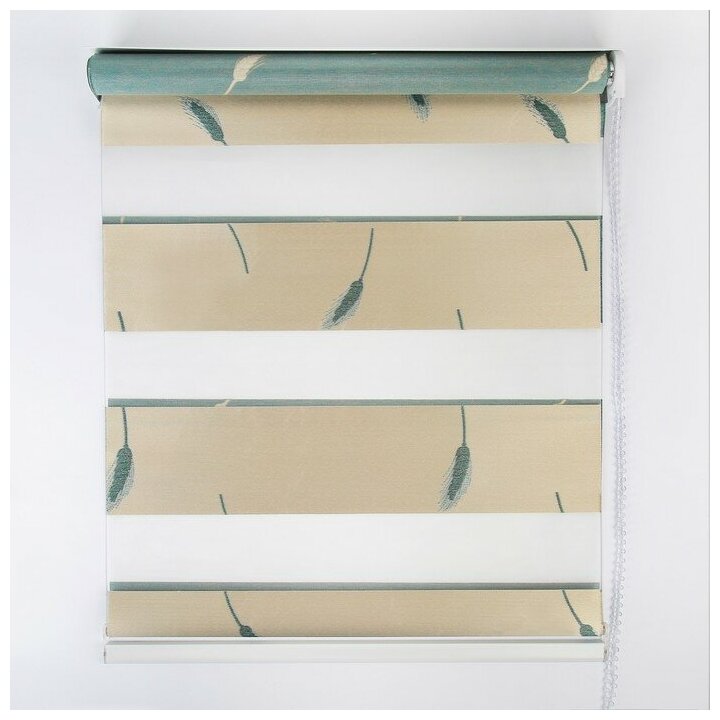 Штора рулонная «День-ночь. Колосок», 60×180 см (с учётом креплений 3,5 см), цвет бирюзовый - фотография № 2